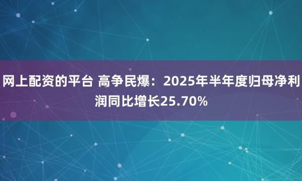 网上配资的平台 高争民爆：2025年半年度归母净利润同比增长25.70%